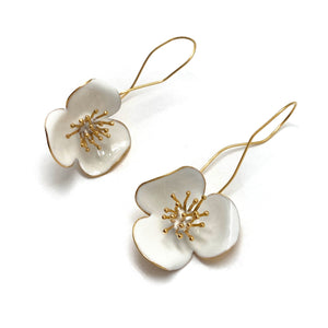 White Flower Earrings-Earrings-Georgia Charal-Pistachios