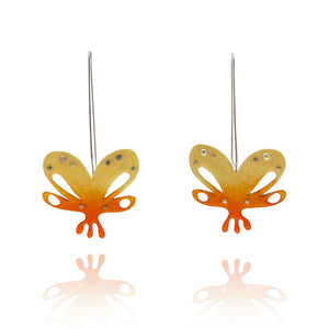 Yellow and Orange Butterfly Earrings-Earrings-Jillian Vang-Pistachios