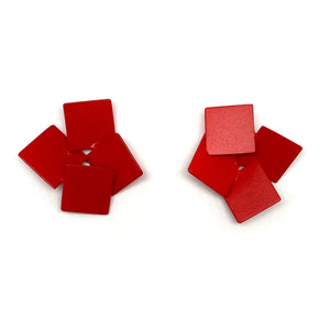 Yu Hiraishi - Quad Square Stud Earrings-Earrings-Wearing Red: Ignite the Fire-Pistachios