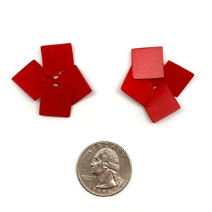 Yu Hiraishi - Quad Square Stud Earrings-Earrings-Wearing Red: Ignite the Fire-Pistachios