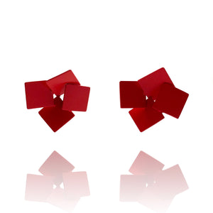 Yu Hiraishi - Quad Square Stud Earrings-Earrings-Wearing Red: Ignite the Fire-Pistachios