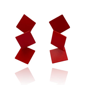 Yu Hiraishi - Tri Square Clip On Earrings-Earrings-Wearing Red: Ignite the Fire-Pistachios