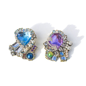 Purple and Blue Rhinestone Studs-Earrings-Nikki Couppee-Pistachios