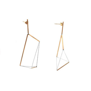 3D Trapezoid Drop Earrings- Gold-Earrings-Yoko Takirai-Pistachios