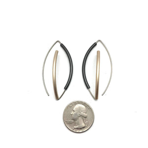 Black & Champagne 3D Bow Earrings - Round Tubing-Earrings-Ursula Muller-Pistachios