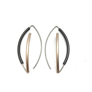 Black & Champagne 3D Bow Earrings - Round Tubing-Earrings-Ursula Muller-Pistachios