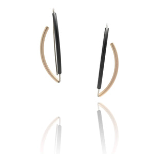 Black & Champagne 3D Bow Earrings - Round Tubing-Earrings-Ursula Muller-Pistachios