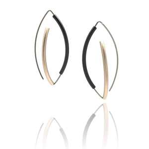 Black & Champagne 3D Bow Earrings - Round Tubing-Earrings-Ursula Muller-Pistachios