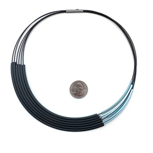 Black & Light Blue Anodized Aluminum Collar Necklace-Necklaces-Ursula Muller-Pistachios