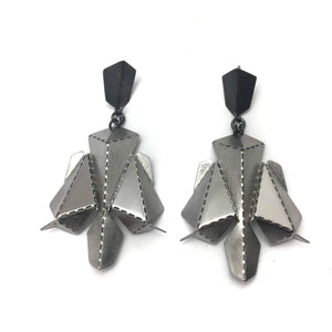 Black and Steel Origami Earrings-Earrings-Aleksandra Przybysz-Pistachios