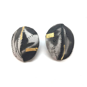 Black and White with Gold Dome Posts-Earrings-Myung Urso-Pistachios