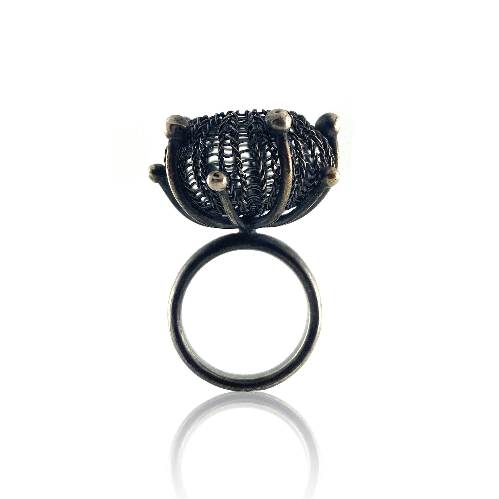 Crochet Silver Ring 