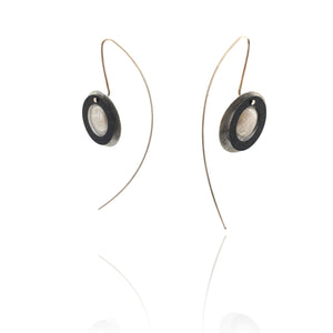 Double Circle Earrings - Silver and Black-Earrings-Mariusz Fatyga-Pistachios