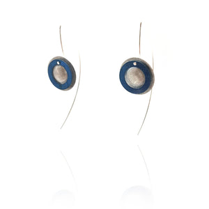 Double Circle Earrings - Silver and Blue-Earrings-Mariusz Fatyga-Pistachios