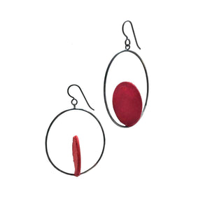 Double Oval Hoops- Red-Earrings-Myung Urso-Pistachios