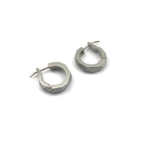 Faceted Platinum Earrings-Earrings-Elizabeth Garvin-Pistachios