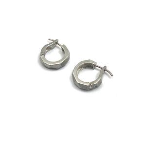 Faceted Platinum Earrings-Earrings-Elizabeth Garvin-Pistachios