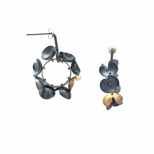 Floral Wreath Hoops - Oxidized Silver with Gold-Earrings-Malgosia Kalinska-Pistachios