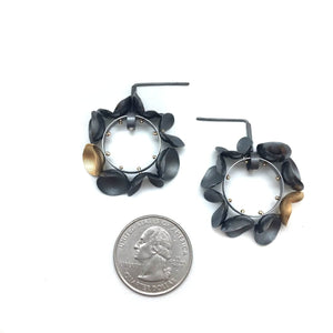 Floral Wreath Hoops - Oxidized Silver with Gold-Earrings-Malgosia Kalinska-Pistachios