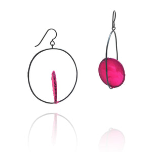 Fuscia Circle Hoops-Earrings-Myung Urso-Pistachios