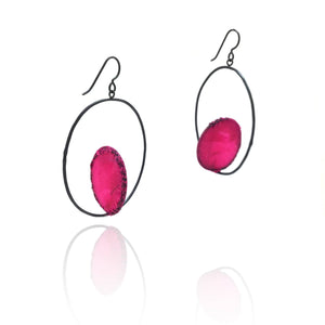 Fuscia Circle Hoops-Earrings-Myung Urso-Pistachios