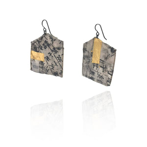 Geometric Hanji Paper & Gold Earrings-Earrings-Myung Urso-Pistachios