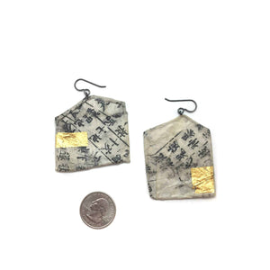 Geometric Hanji Paper & Gold Earrings-Earrings-Myung Urso-Pistachios