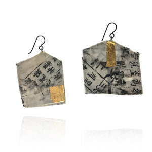 Geometric Hanji Paper & Gold Earrings-Earrings-Myung Urso-Pistachios