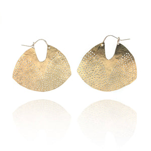 Gold Fan Earrings-Earrings-Leia Zumbro-Pistachios