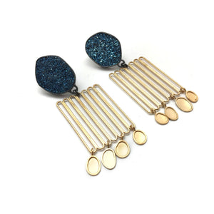 Gold Link Druzy Flare Earrings-Earrings-Emily Rogstad-Pistachios