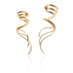 Gold Vortex Earrings-Earrings-Annie Dimadi-Pistachios