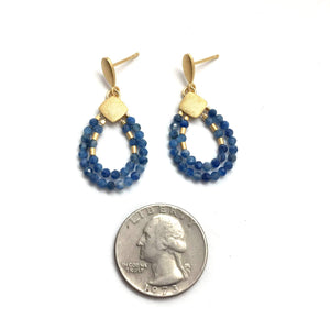 Gold and Kyanite Beaded Drops-Earrings-Bernd Wolf-Pistachios