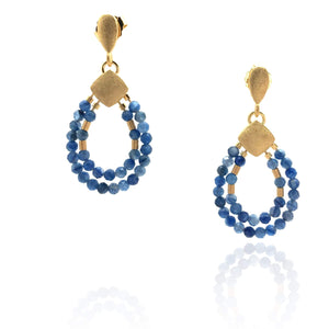 Gold and Kyanite Beaded Drops-Earrings-Bernd Wolf-Pistachios