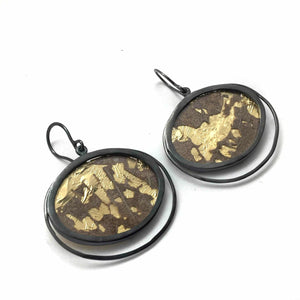 Golden Leaf Ellipse Earrings-Earrings-Luana Coonen-Pistachios