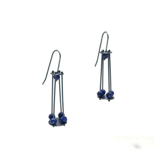 Lapis Cage Earrings-Earrings-Ashka Dymel-Pistachios