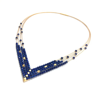 Lapis and Gold 'V' Necklace-Necklaces-Bernd Wolf-Pistachios