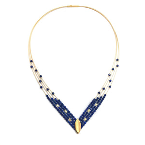 Lapis and Gold 'V' Necklace-Necklaces-Bernd Wolf-Pistachios