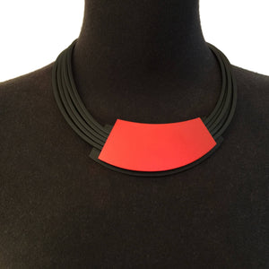 Large Red/Black Geometric Pendant Necklace-Necklaces-Ursula Muller-Pistachios