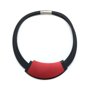 Large Red/Black Geometric Pendant Necklace-Necklaces-Ursula Muller-Pistachios