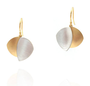 Layered Two-Tone Leaf Drops - Medium-Earrings-Oliwia Kuczynska-Pistachios