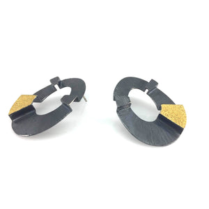 Medium Architects Earrings in Black and Gold-Earrings-Heather Guidero-Pistachios