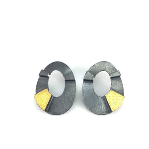 Medium Architects Earrings in Black and Gold-Earrings-Heather Guidero-Pistachios