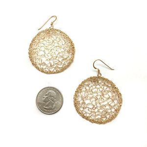 Medium Gold Woven Circle Drops-Earrings-Kathryn Stanko-Pistachios