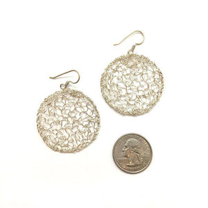 Medium Silver Woven Circle Drops-Earrings-Kathryn Stanko-Pistachios