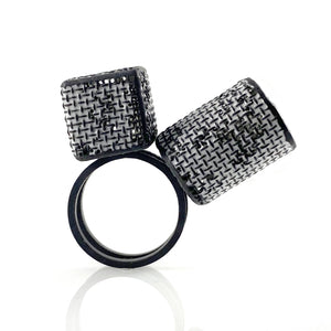 Mesh Cylinder and Cube Ring-Rings-Sandra Salaices-Pistachios