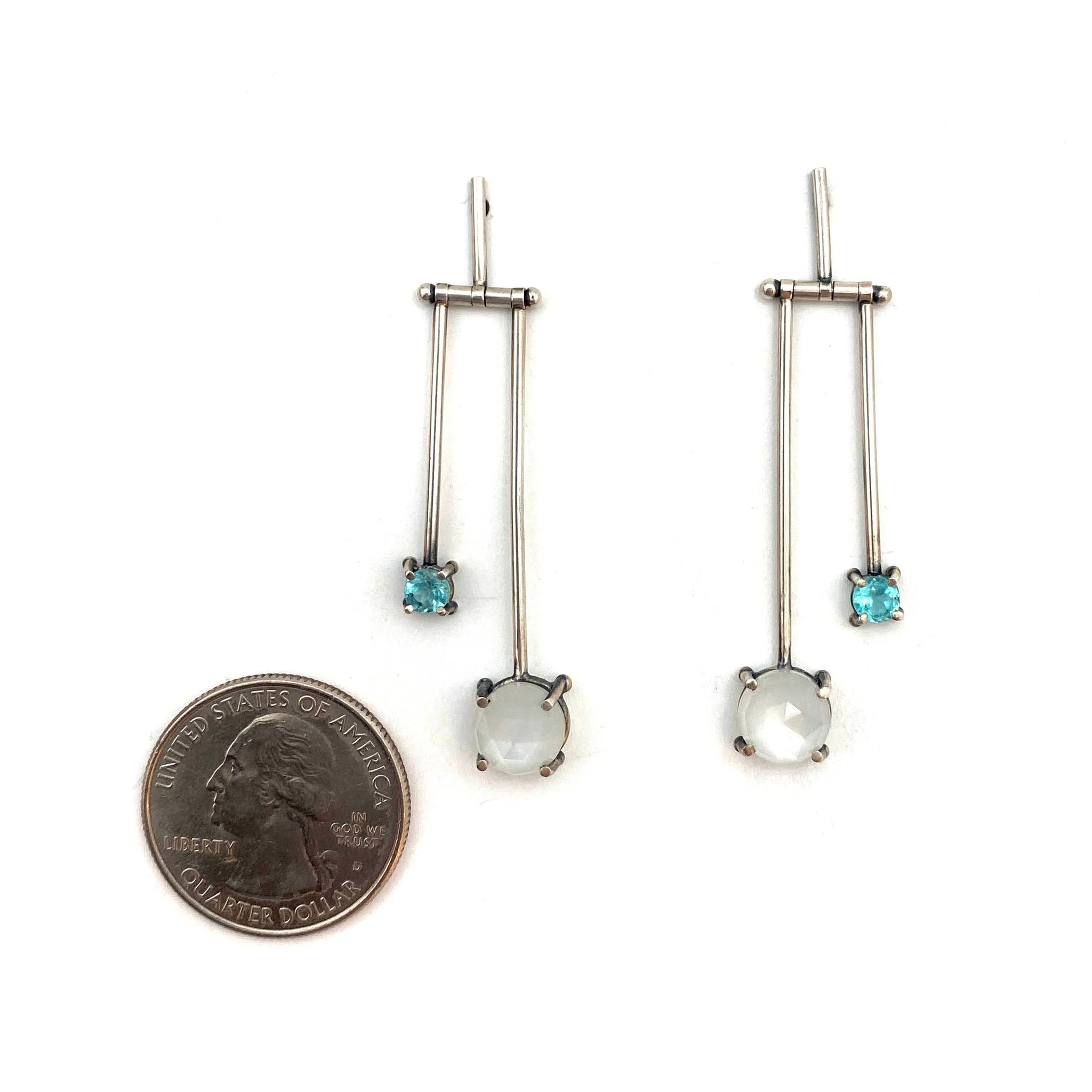 Blue Moonstone Silver Earrings (KM by Juwelo)-9648CT | Juwelo