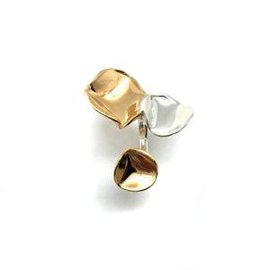 Open Silver and Gold Three-Petal Ring-Rings-Emi Nakamura-Pistachios