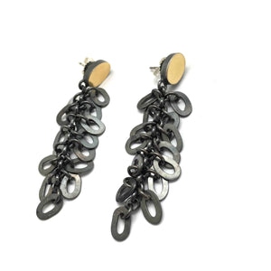 Oval Bi-Metal Link Earrings-Earrings-Elisa Bongfeldt-Pistachios