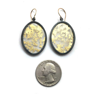 Oval Gold Leaf Memento Earring - Large-Earrings-Luana Coonen-Pistachios