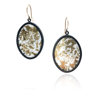 Oval Gold Leaf Memento Earring - Large-Earrings-Luana Coonen-Pistachios